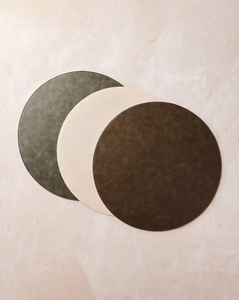 Juego de tres manteles individuales redondos de fieltro no tejido de color sólido, marrón, beige, gris, manteles individuales ovalados para comedor - Product Image 1