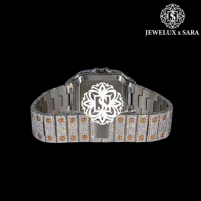 Premium Quality Luxury Fashion Analog Quartz Watch with Square Baguette Moissanite Diamond Iced out Watch Available for Sale