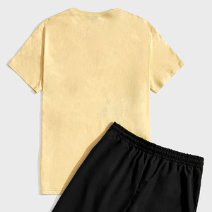 Summer New Fashion 100% Cotton Casual Fitness Wear Mens Shorts <b>Set</b> High Quality Cotton Men <b>Twin</b> <b>Sets</b> - Product Image 2