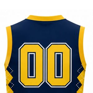Customized Navy Blue Gold Volleyball Sleeveless <b>Shirt</b> Athletic Team Sports Top Performance Uniform Practice Training Match Wear - Product Image 6