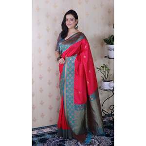 ผ้าไหมสีชมพูเนื้อนุ่ม ผ้าไหมบานาราซี ลายหยัก  ผ้าทอซารีลายซารี  ชุดราตรี น้ำหนัก 650 กรัม ผลิตภัณฑ์จาก Elite Weaves - Product Image 3