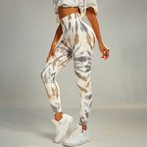 Seamless High Waist Women's <b>Gym</b> Workout Tights Tie Dye <b>Flared</b> Scrunch Butt Fitness Yoga Pants Printed Sport <b>Leggings</b> - Product Image 3