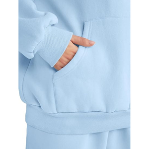 Ensemble survêtement molletonné oversize pour femme – Sweat à capuche et pantalon décontracté pour l'hiver – Tenue de détente tendance style urbain - Product Image 6