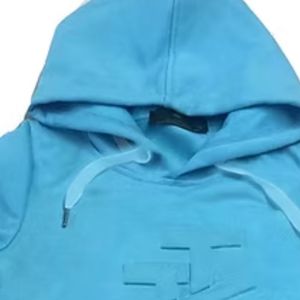 Girls <b>Sky</b> <b>Blue</b> Hooded Peplum Sweatshirt Long Sleeve Embossed Design Pullover Casual Soft Cotton Kids Fashion Hoodie <b>Top</b> - Product Image 4