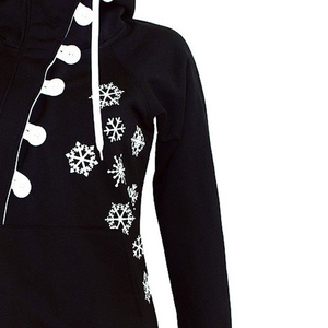Sudadera con capucha de forro polar grueso para mujer, con cremallera de un cuarto, personalizada con estampado en relieve, con cremallera completa, directo de fábrica - Product Image 5