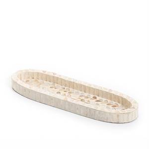 Plateau de service ovale long artisanal en nacre avec bords surélevés, motif mosaïque coquillage et plateau décoratif pour usage domestique - Product Image 5