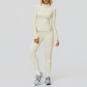 Women's Black Full Sleeve Turtleneck Zipper <b>Tracksuit</b> Set Solid Color Sporty Fit Lightweight Spring Wear - Product Image 4