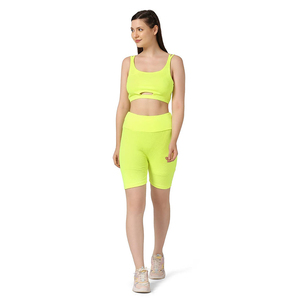 Conjunto de yoga de spandex y nailon de gran venta para mujer, ropa de gimnasio y fitness, conjunto de yoga sin costuras de 2 piezas para mujer, conjunto de pantalones cortos de yoga para mujer - Product Image 5
