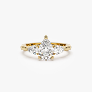 Premium 1.5 carat Women's Yellow Gold Pear Cut Diamond Engagement <b>Ring</b> Classic Style Natural Diamond Jewelry - Product Image 1