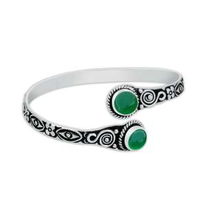 Handmade Brass Bohemian Geometric Bangle with Silver Plating Option for Women-Gift & Party Jewelry - Product Image 1