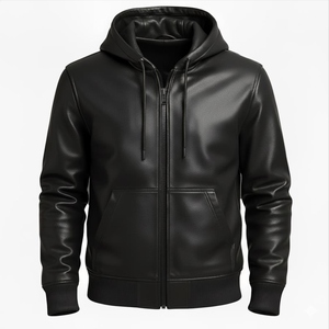 เสื้อฮู้ดหนังแท้พรีเมียมสำหรับฤดูหนาว รุ่นวินเทจ ย้อมสีพื้น มีกระเป๋าหน้า รับผลิตตามแบบ OEM - Product Image 6