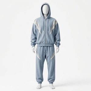 Survêtement pour hommes en gros, design personnalisé avec empiècements, fermeture éclair, vêtements de sport en coton avec votre propre logo - Product Image 1