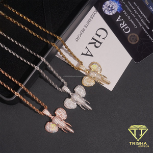 Luxury Iced Pendant With Moissanite Diamond 925 Sterling Silver Hip Hop <b>Rope</b> <b>Chain</b> Jewelry - Product Image 2