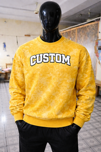 Wholesale Custom Design Yellow Acid Washed <b>Sweatshirt</b> Unisex Oversized Crewneck Pullover High Quality Fabric Street Fashion - Product Image 6
