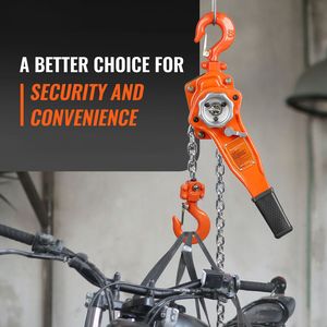 Hand-Operated 5ft Length Chain Lift <b>Hoist</b> 1650 Lbs Load Capacity G80 Zinc-Coated Steel Dual-Pawl Brake System Automatic Chain - Product Image 2