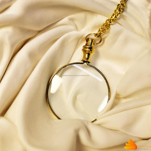 Collar con Lupa Portátil de Latón Pulido, Lupa de 10X con Cadena, Estilo Moderno, Decoración para el Hogar, Estuche de Cuero - Product Image 3