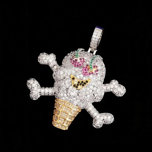 Colgante de Calavera con Moissanita Iced Out, Plata 925 Bañada en Rodio, Collar con Dije Temático Hip Hop, Colgante Bling Personalizado para Raperos, Para Hombre - Product Image 2