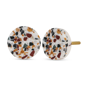 Boutons de commode en marbre sculpté à la main Shubham avec motif floral et texture terrazzo pour la décoration de la maison - Product Image 2