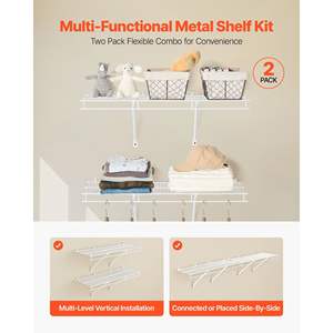 Heavy-Duty 3 Ft Wire <b>Shelf</b> Kit Carbon Steel <b>Hanging</b> Floating <b>Wall</b> Storage <b>Shelves</b> Dip Coating Closet Bedroom Living <b>Wall</b> <b>Shelves</b> - Product Image 2