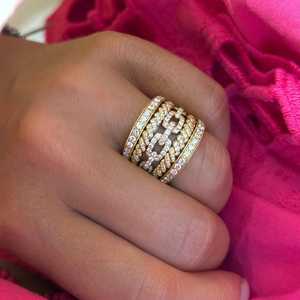 Anillo de Cuerda con Diamantes Cultivados en Laboratorio de 1.60ctw, en Oro Sólido de 14K/18K, con Múltiples Hileras y Banda Trenzada, Precio de Fábrica al por Mayor B2B - Product Image 2