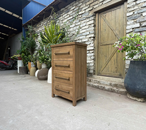 Solid Wood 5 Drawer Dresser <b>Rustic</b> Storage <b>Cabinet</b> Brown Wooden Chest for Bedroom Living Room - Product Image 3