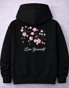 Sudadera con capucha negra con diseño inspirador de flores japonesas, sudadera unisex de algodón suave para mayor comodidad y estilo - Product Image 3