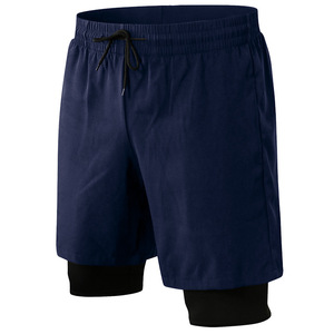 Custom Wholesale Men's Double Decker Mesh Quick Dry <b>Mid</b> Waist Gym Shorts OEM Manufacturer Supplier Polyester 140-220 GSM - Product Image 4
