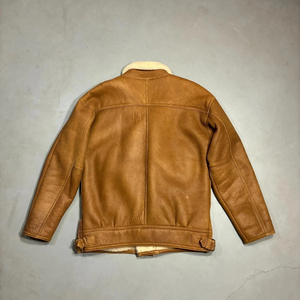 Custom Men's Shearling Leather Bomber <b>Jacket</b> Reversible Breathable Sherpa Fur OEM Casual Biker <b>Pilot</b> - Product Image 4