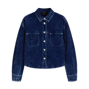 แจ็กเก็ตผ้ายีนส์สำหรับผู้หญิงแจ็คเก็ตผ้าฝ้าย100% แจ็คการ์ดสีเข้มสไตล์ย้อนยุค2025ฤดูใบไม้ผลิตามสั่ง - Product Image 1