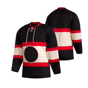 Jersey de Hockey sobre Hielo para Hombre, Invierno, Color Negro, Rojo y Blanco, Manga Larga, Cuello Redondo, Sublimado, Transpirable, Poliéster, Talla Adulto - Product Image 3