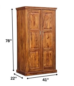 Armario de Madera Maciza de 2 Puertas con Cajón Interior |   Armario de dormitorio de madera maciza hecho a mano |   Exportación de Jodhpur - Product Image 3