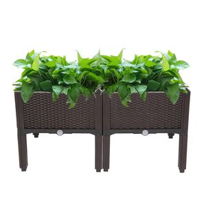 2 Pezzi di Contenitori per Piante da Giardino Componibili - Marrone - Product Image 4