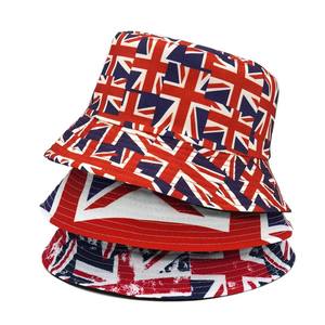 Unisex England Style Bucket Hat Cotton <b>Canvas</b> Digital Printing Red White <b>Blue</b> Union Flag Pattern Casual Spring Summer Adult - Product Image 1