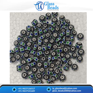 Perles de verre colorées faites à la main, motif floral rond, perles en vrac pour bracelet, collier, bijoux DIY - Product Image 3