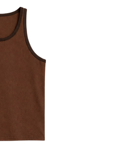 เสื้อกล้ามผู้ชายสีเบจน้ำตาลตัดขอบสีตัดกัน ผ้าฝ้าย ใส่สบายๆ สำหรับฤดูร้อน ออกกำลังกาย ฟิตเนส สีพื้น - Product Image 2