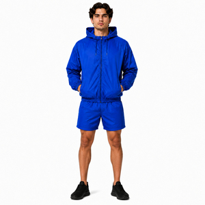 Ensemble short et veste coupe-vent décontracté pour femme, col montant, léger, respirant, écologique, vêtements de sport 2 pièces, été - Product Image 1