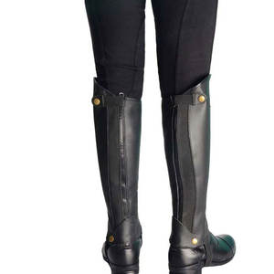 High Quality Classic PU Leather <b>Half</b> <b>Chaps</b> Custom Crystal Work Panel Horse Riding Men Women Elegant Durable Equestrian HASHIR - Product Image 2