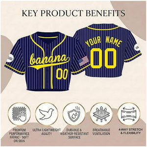 Maillot de baseball personnalisé pour femme, col en V, 100 % polyester, anti-humidité, avec nom, numéro et logo graphiques - Product Image 2