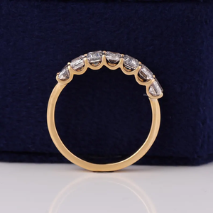 OM GEMS 10k 14k 18k <b>Emerald</b> Cut Loose Moissanite Half Eternity <b>Ring</b> band Lab Moissanite Diamond Gold Wedding Eternity Band - Product Image 2