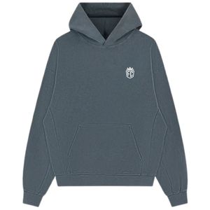 เสื้อฮู้ดดี้ผ้าริบเนื้อนุ่มสีเทา แขนยาว ทรงหลวม สวมใส่สบาย พรีเมียม สำหรับผู้ชาย - Product Image 1