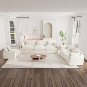 Divano Sezionale Moderno a 3 Posti con Seduta Extra Profonda, Divano Oversize a 3 Posti e Poltrona Singola per Soggiorno, Set da 3 Pezzi - Product Image 2