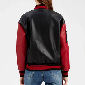 <b>High</b> Quality Wool Body Genuine <b>Leather</b> Sleeves Ladies Varsity Jackets New Arrival Letterman Baseball Varsity Jacket For Women - Product Image 2