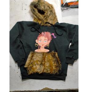 Sweat à capuche personnalisé en fourrure, coupe oversize, style vintage, délavé à l'acide, avec fermeture éclair intégrale, pull-over - Product Image 1