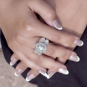 Pear Cut Moissanite Diamond Hip Hop Two Tone Iced Cluster <b>Statement</b> <b>Ring</b> 925 Sterling <b>Silver</b> Rhodium Plated Luxury Bling Jewelry - Product Image 3