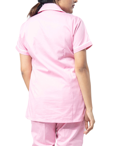 Uniforme Médico para Enfermeras, Unisex, Cuello en V, Manga Corta, Logotipo Personalizado, Conjunto de Camisa y Pantalones con Bolsillos, Poliéster y Elastano, Verano - Product Image 4