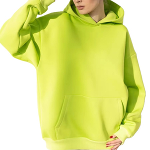 เสื้อสเวตเชิ้ตคอกลมโอเวอร์ไซส์สำหรับผู้หญิง สีพื้น แขนยาว ทรงหลวม ระบายอากาศได้ดี ผลิตจากผ้าถักโพลีเอสเตอร์/คอตตอนบุซับใน - Product Image 1