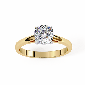 Bague en or massif 14 carats avec diamant de laboratoire taille coussin 1 carat, pavé classique, halo caché, pour fiançailles, mariage, anniversaire - Product Image 2