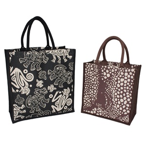 Animal Print Waterproof 10 Oz Laminated <b>Canvas</b> Fabric Shopping Bag Padded Rope Handle for Everyday Use - Product Image 1