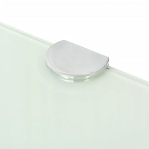 2 pz mensole da bagno ad angolo in vetro bianco con supporti cromati 17.7 \ "x17.7 \" - Product Image 5