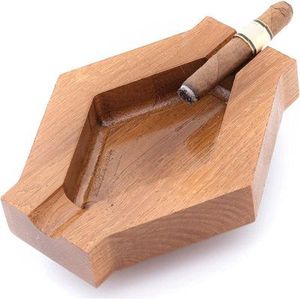 Cendrier de bureau en bois, style rétro, porte-cigares, usage domestique, forme ronde, finition bois naturel - Product Image 6